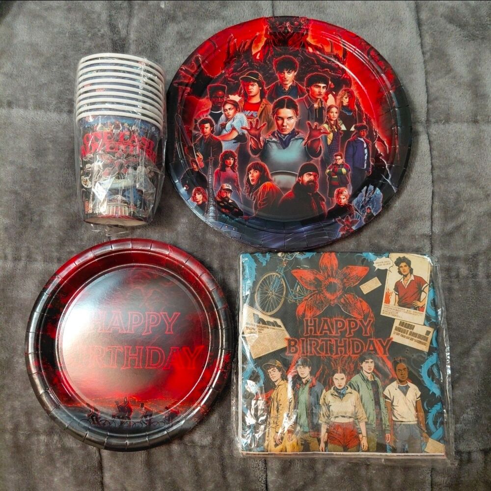 Stranger Things Birthday Party Supplies Set Plates Cups Napkins Upside Down